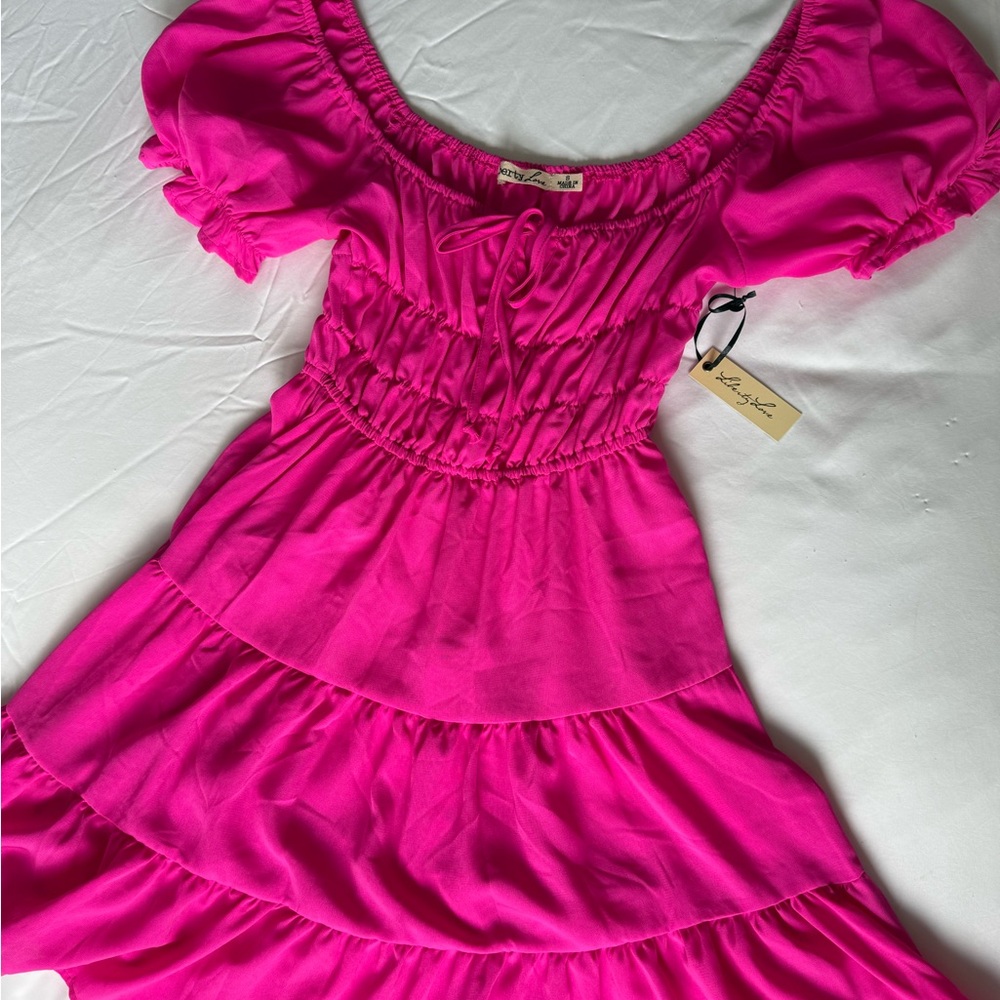 NWT! Liberty Love Fuchsia Mini Dress - Picture 4 of 9
